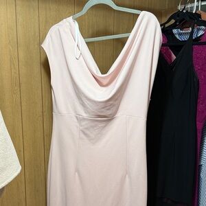 Elegant Pink Draped OFF THE SHOULDER Women's Dress